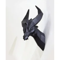 Paperwolf Schwarzer Drache BIG - PREMIUM Bastelbogen, Papiertier Trophäe Polygon Look Papierskulptur