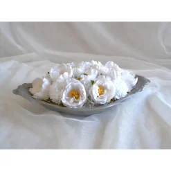 Kunstblumen & -Pflanzen^Geschenke und Keramik Silberschale mit Pfingstrosen