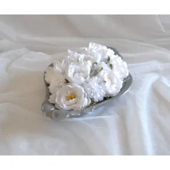 Kunstblumen & -Pflanzen^Geschenke und Keramik Silberschale mit Pfingstrosen