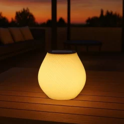 ARLUMA Solar-Tischlampe mit Spiralstruktur | Warmweißes LED-Licht | Modernes Design für Balkon & Terrasse | 12 cm | Solarbetrie