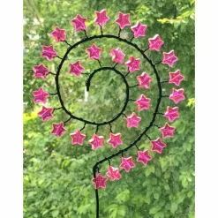 Best es-schmuckdesign Spirale Sonnenfänger Blumenstecker Pflanzenstecker Pink Sterne