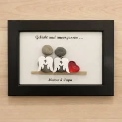Best Kunstbluhme Steinbild Geliebt und unvergessen – Personalisiertes Trauergeschenk & Gedenkbild aus Naturstein, STB-7