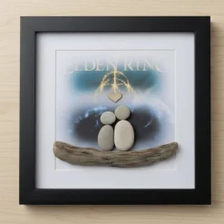 Best Kunstbluhme Steinbild Paar mit Herz – Handgefertigtes Unikat als Geschenk | Pebbleart STB-137