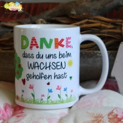 Sale HandsArt Handarbeit Tasse - Danke, dass du uns beim Wachsen geholfen hast