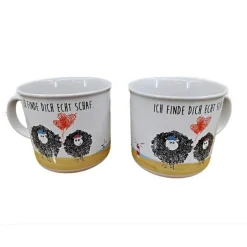 Antik und Kultiges Tasse „Ich finde Dich echt Schaf“ – Lustiger Kaffeebecher aus Steingut, 450 ml, Geschenkidee