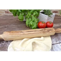 Best Olivenholz erleben Teigroller / Nudelholz (mit Griffen) aus Olivenholz