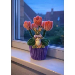 Kunstblumen & -Pflanzen^DarkDogCompany Tulpenpflanze mit Hase