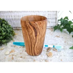 Bad-Accessoires^Olivenholz erleben Zahnputzbecher groß, aus Olivenholz
