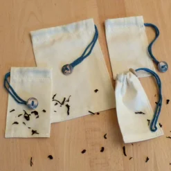 Best muggels welt Zero Waste: 4er Set Teebeutel in 2 Größen, natur blau, maritim, Biobaumwolle, Handarbeit