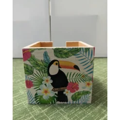 Kisten & Boxen^Kreatives von Mini Molli Zettelbox aus Holz mit exotischem Serviettenmotiv.