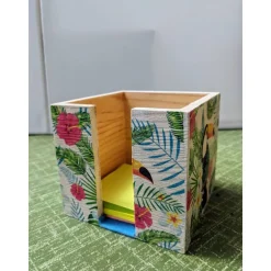 Kisten & Boxen^Kreatives von Mini Molli Zettelbox aus Holz mit exotischem Serviettenmotiv.