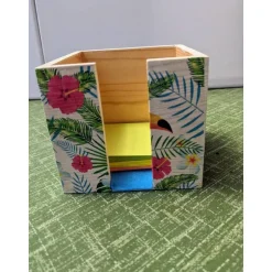 Kisten & Boxen^Kreatives von Mini Molli Zettelbox aus Holz mit exotischem Serviettenmotiv.