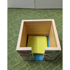 Kisten & Boxen^Kreatives von Mini Molli Zettelbox aus Holz mit exotischem Serviettenmotiv.