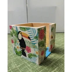 Kisten & Boxen^Kreatives von Mini Molli Zettelbox aus Holz mit exotischem Serviettenmotiv.