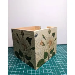 Outlet Kreatives von Mini Molli Zettelbox aus Holz mit Rosen und Schmetterlingen  Serviettenmotiv.